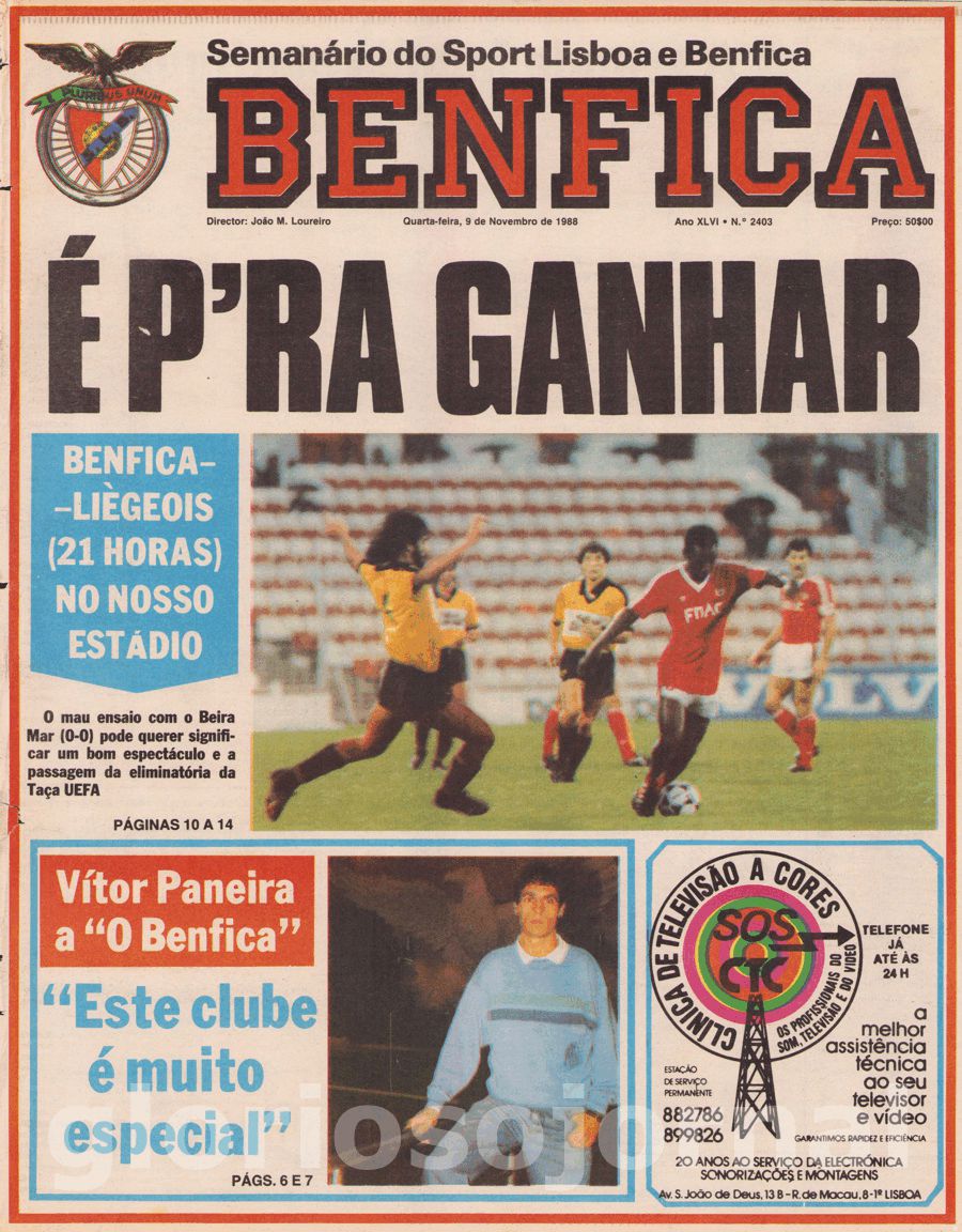 jornal o benfica 2403 1988-11-09